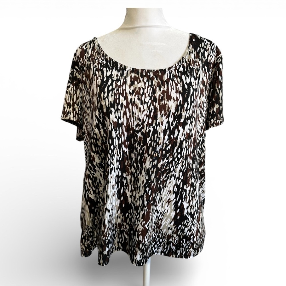 Notations Black and White Patterned Short Sleeve Top size XL